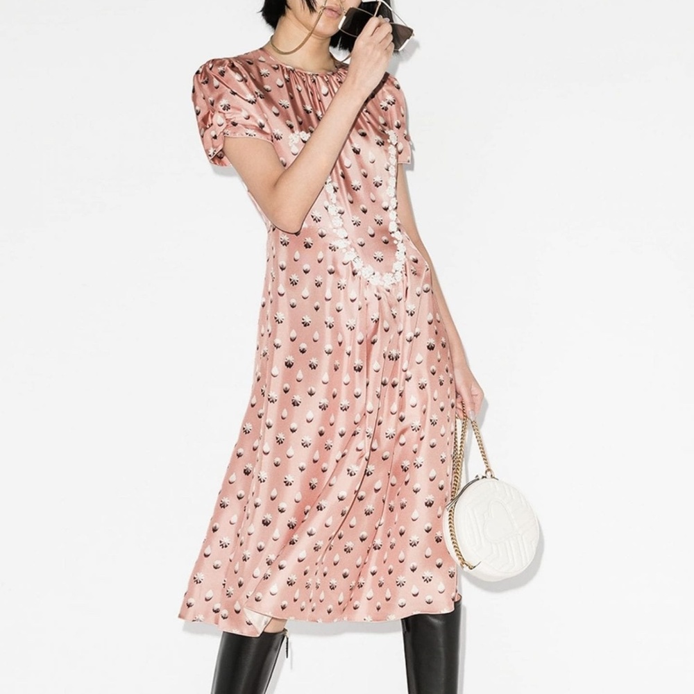 Marc Jacobs The 40's Silk dress  dusty pink with pearls embroidery , NWT, sz 4